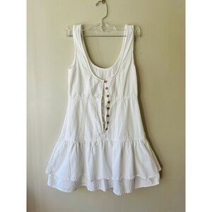 Free People Sz XS White Zouzou Mini Button Down Tank Dress Layered